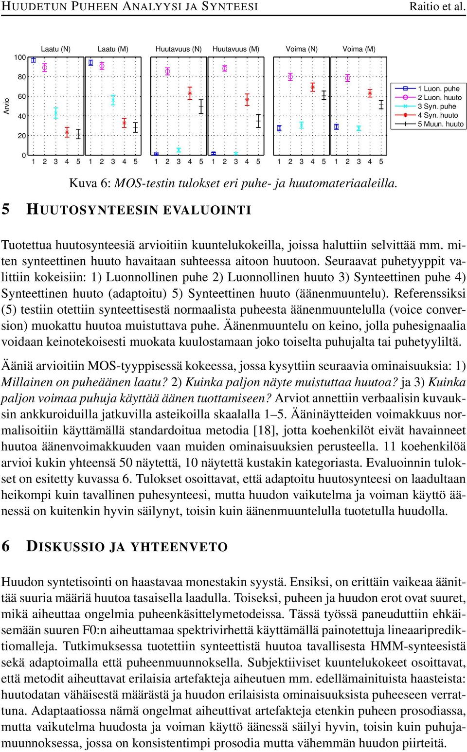 miten synteettinen huuto havaitaan suhteessa aitoon huutoon.