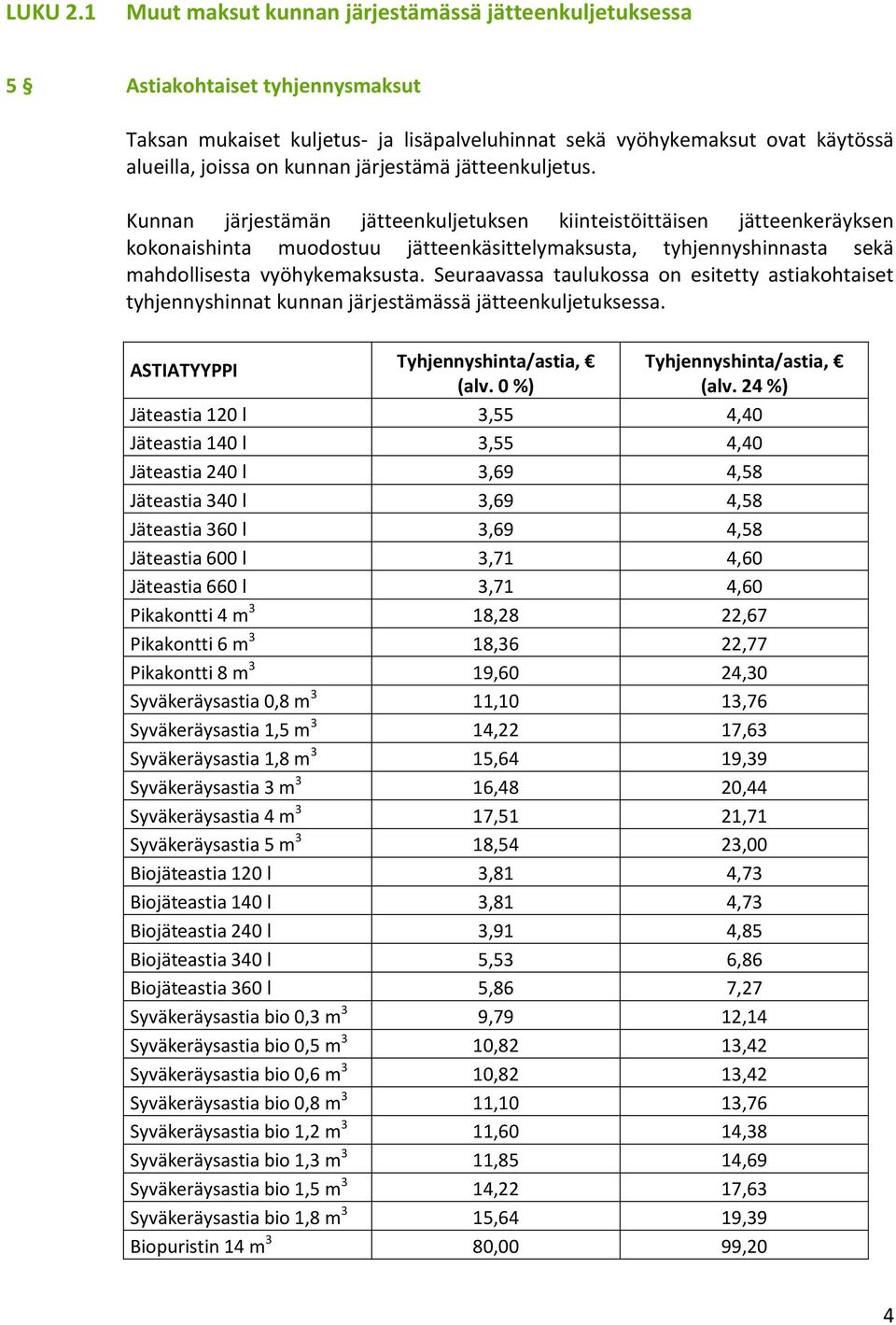 järjestämä jätteenkuljetus.