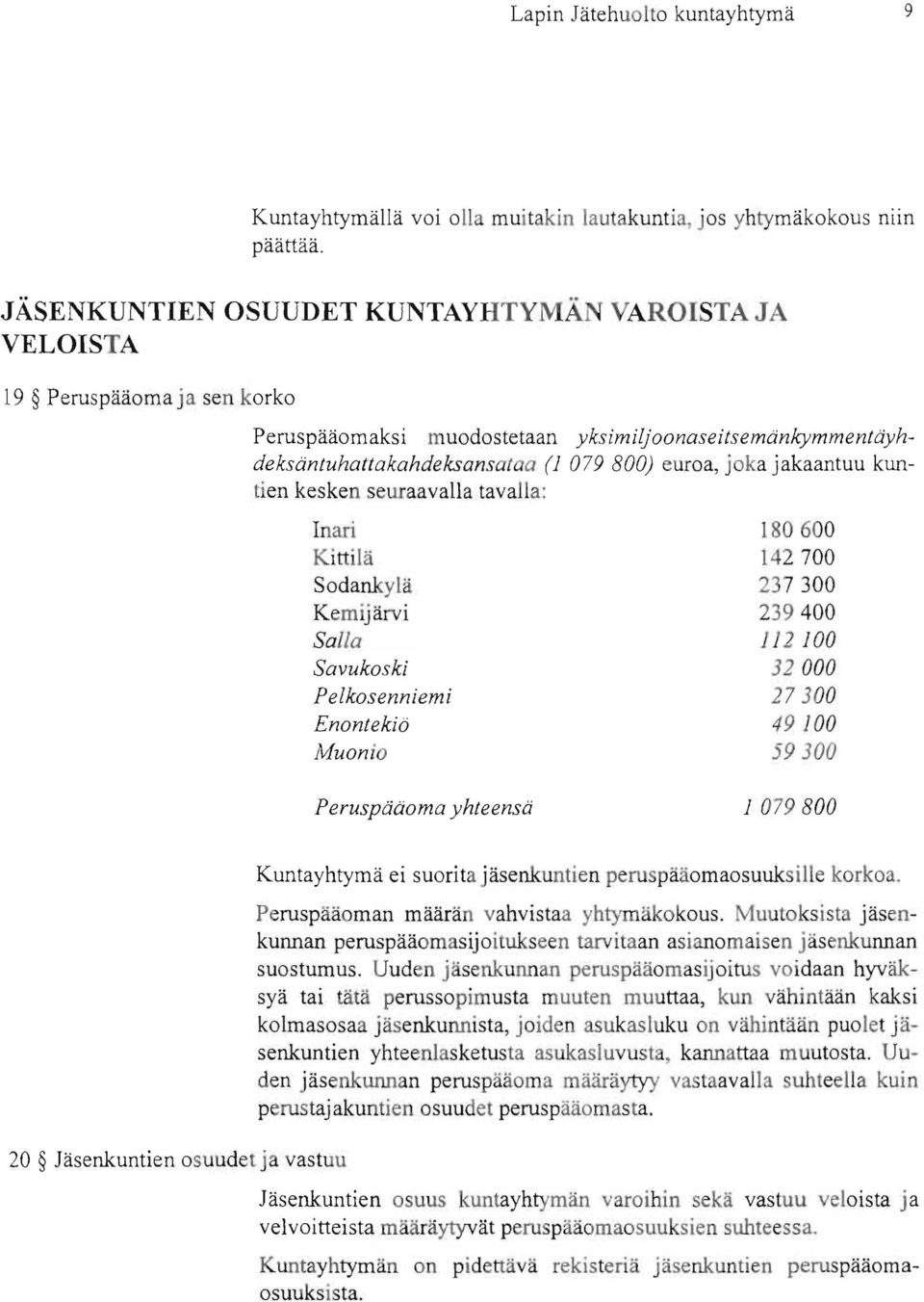 jakaantuu kuntien kesken seuraavalla tavalla: Inari 180600 Kittilä 142 700 Sodankylä 237 300 Kemijärvi 239400 Salla 112 JOO Savukoski 32000 Pelkosenniemi 27300 Enontekiä 49100 Muonio 59300