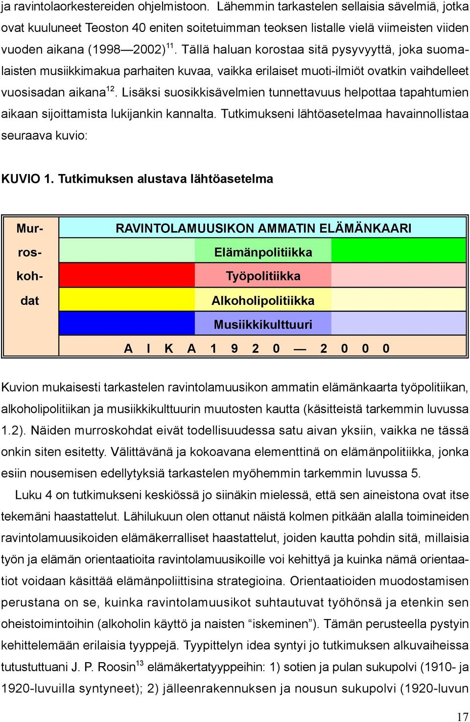 Tällä haluan korostaa sitä pysyvyyttä, joka suomalaisten musiikkimakua parhaiten kuvaa, vaikka erilaiset muoti-ilmiöt ovatkin vaihdelleet vuosisadan aikana 12.