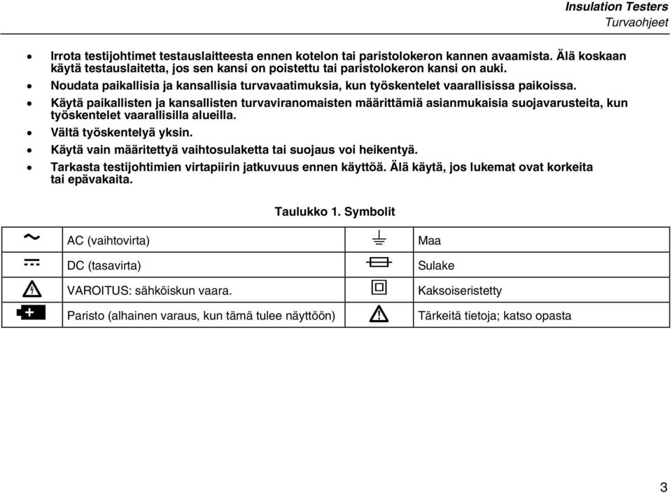 Käytä paikallisten ja kansallisten turvaviranomaisten määrittämiä asianmukaisia suojavarusteita, kun työskentelet vaarallisilla alueilla. Vältä työskentelyä yksin.