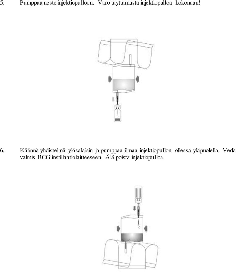 Käännä yhdistelmä ylösalaisin ja pumppaa ilmaa