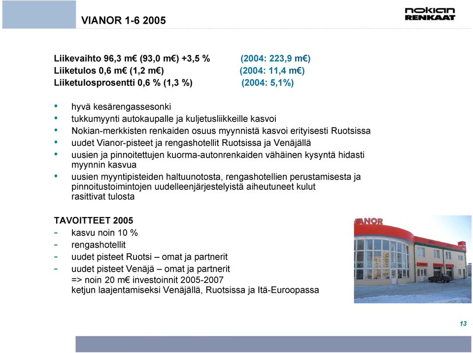 pinnoitettujen kuorma-autonrenkaiden vähäinen kysyntä hidasti myynnin kasvua uusien myyntipisteiden haltuunotosta, rengashotellien perustamisesta ja pinnoitustoimintojen uudelleenjärjestelyistä