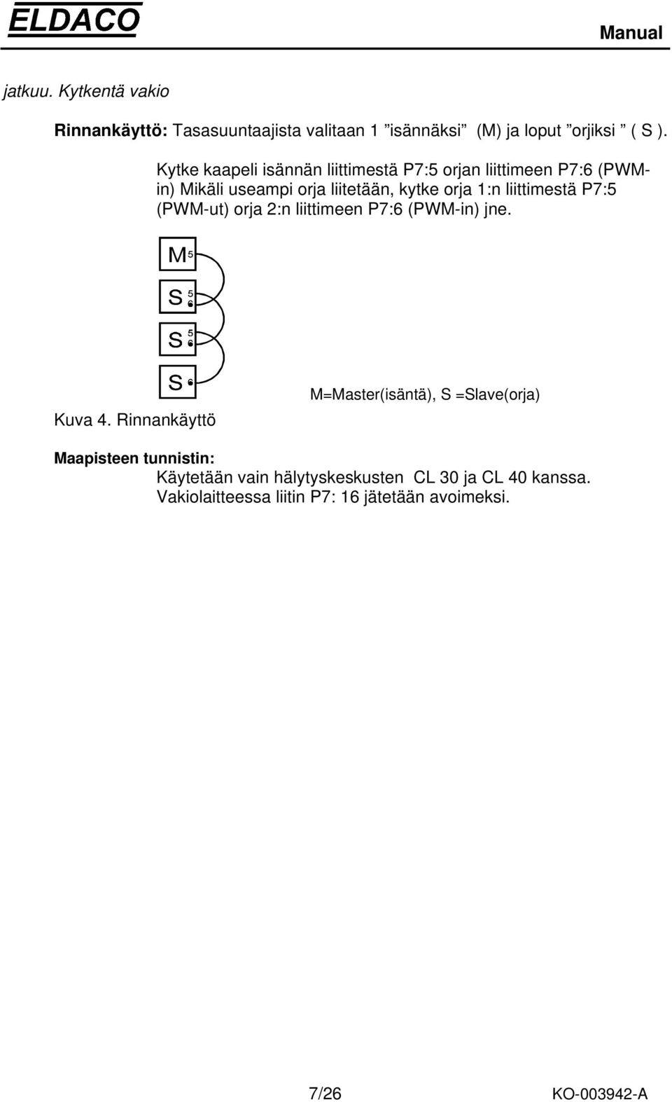 liittimestä P7:5 (PWM-ut) orja 2:n liittimeen P7:6 (PWM-in) jne. Kuva 4.