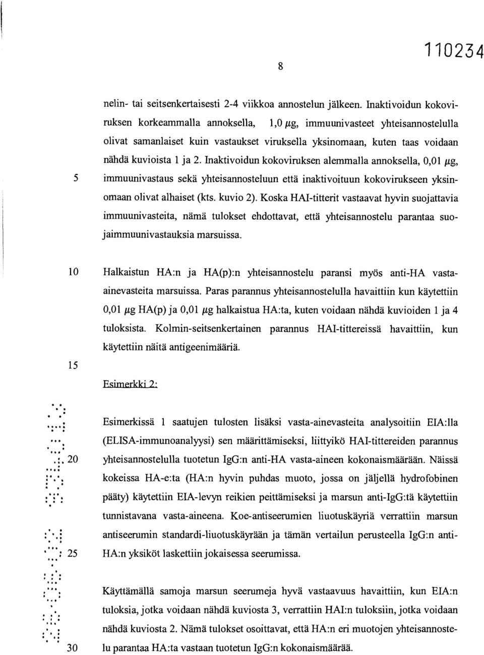 Inaktivoidun kokoviruksen alemmalla annoksella, 0,01 gg, 5 immuunivastaus sekä yhteisannosteluun että inaktivoituun kokovirukseen yksinomaan olivat alhaiset (kts. kuvio 2).