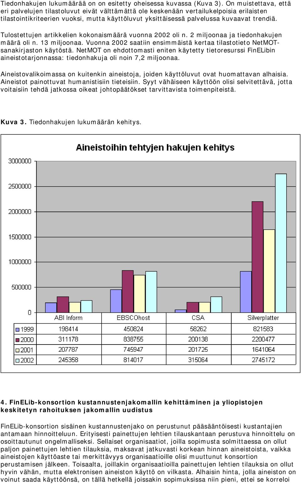 Tulostettujen artikkelien kokonaismäärä vuonna 2002 oli n. 2 miljoonaa ja tiedonhakujen määrä oli n. 13 miljoonaa. Vuonna 2002 saatiin ensimmäistä kertaa tilastotieto NetMOTsanakirjaston käytöstä.