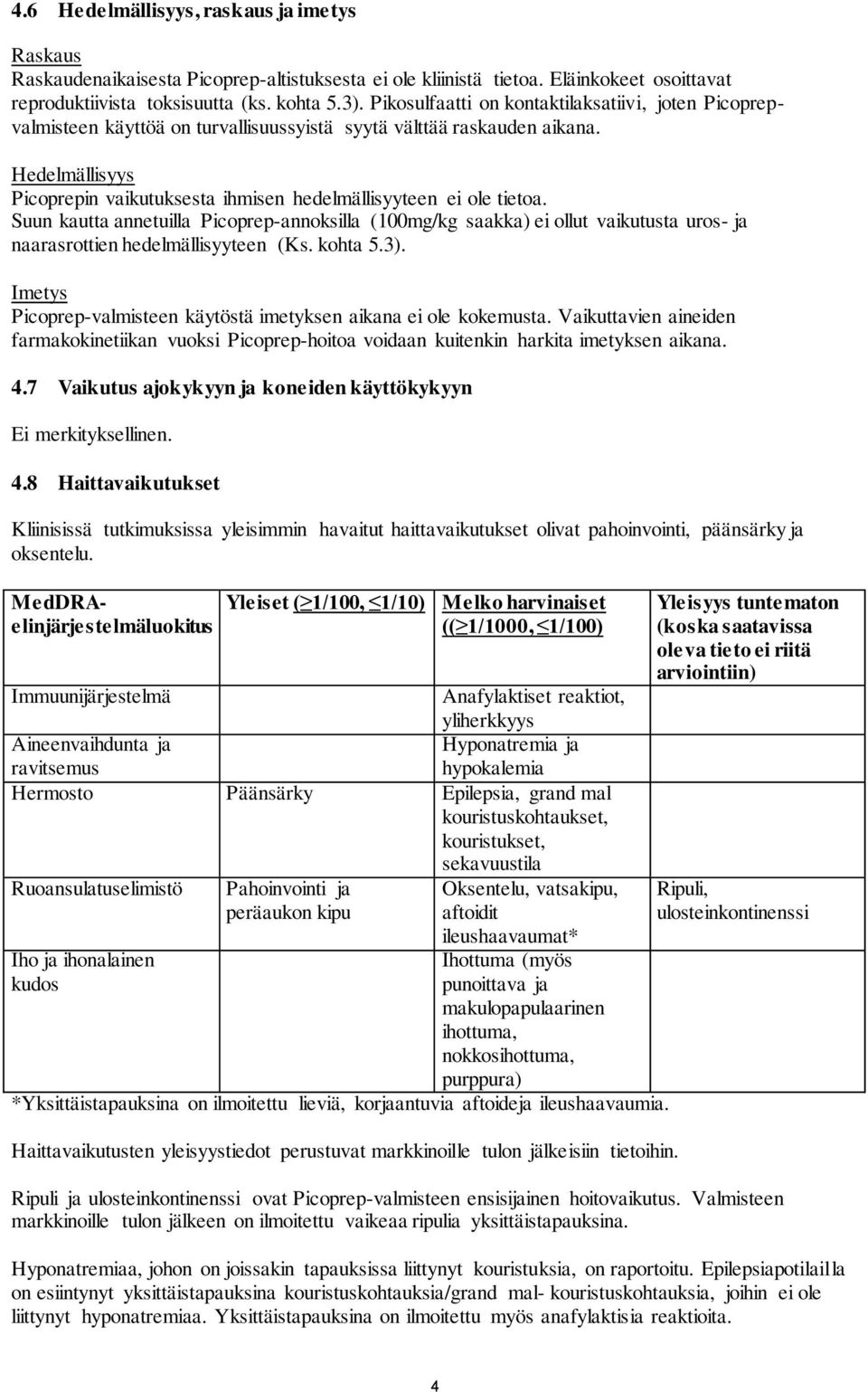 Hedelmällisyys Picoprepin vaikutuksesta ihmisen hedelmällisyyteen ei ole tietoa.