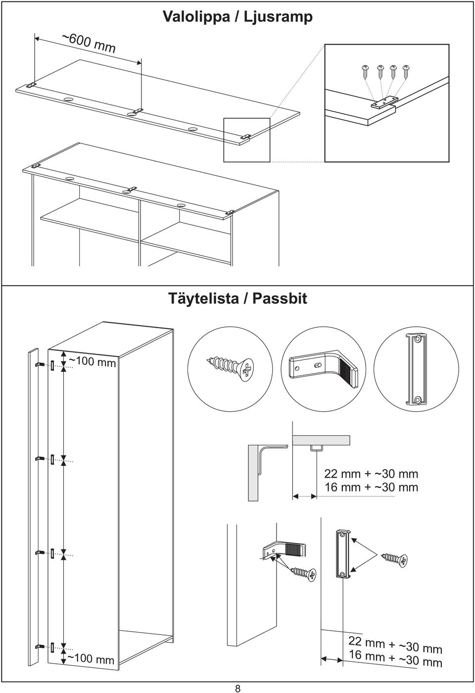 mm + ~30 mm 6 mm + ~30 mm ~00