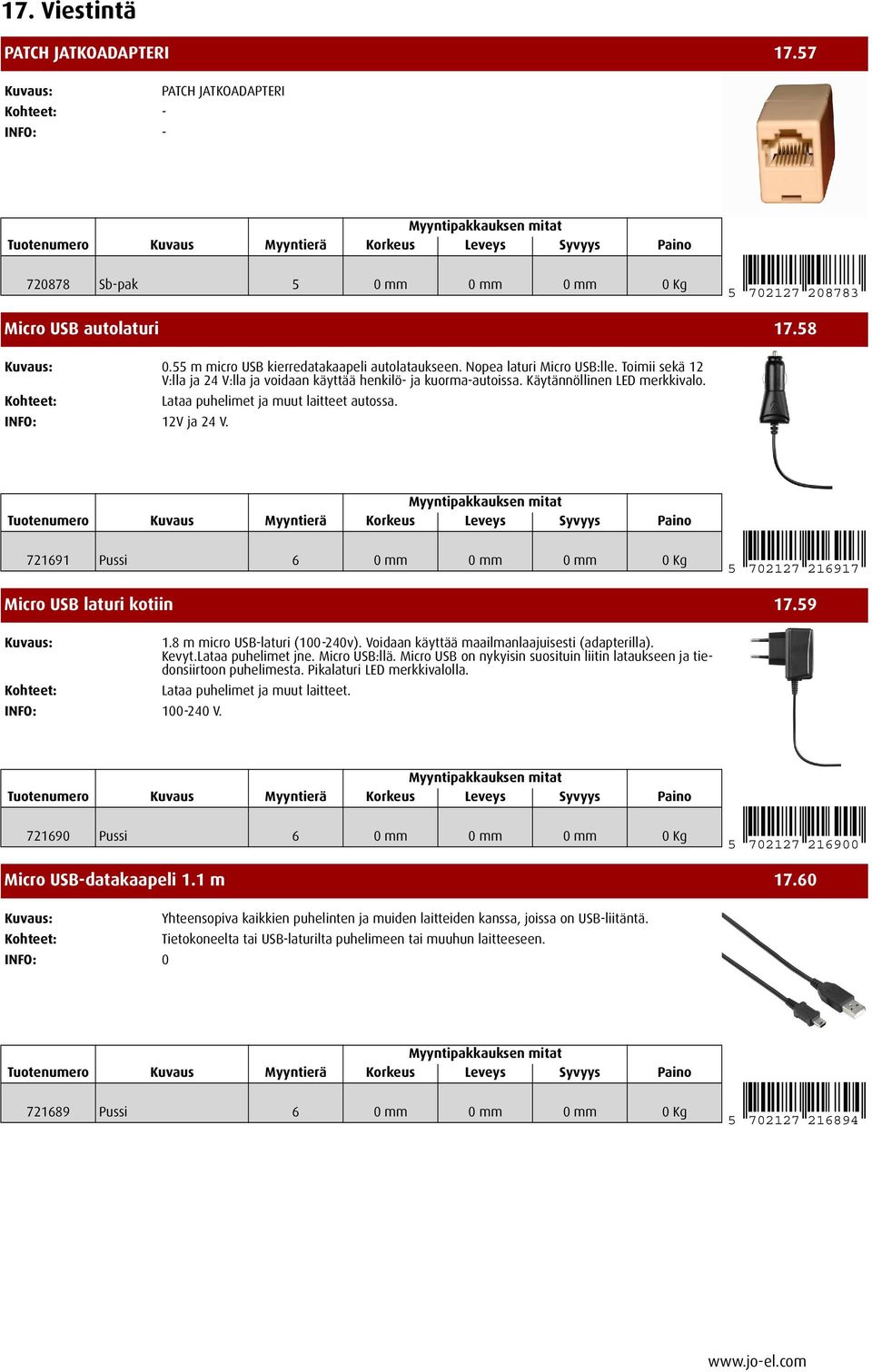 721691 Pussi 6 0mm 0mm 0mm 0Kg 5 702127 216917 Micro USB laturi kotiin 17.59 1.8 m micro USB-laturi (100-240v). Voidaan käyttää maailmanlaajuisesti (adapterilla). Kevyt.Lataa puhelimet jne.