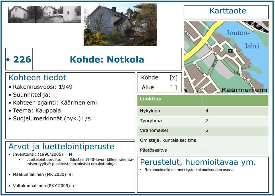 ): /s Nykyinen 4 Inventointi: (1996/2005): M