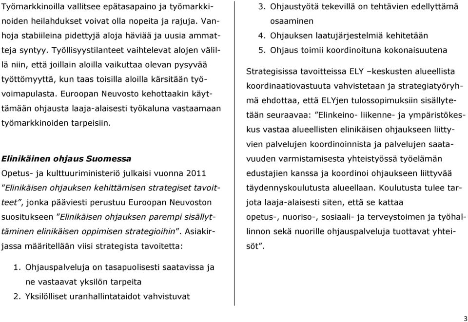 Euroopan Neuvosto kehottaakin käyttämään ohjausta laaja-alaisesti työkaluna vastaamaan työmarkkinoiden tarpeisiin.