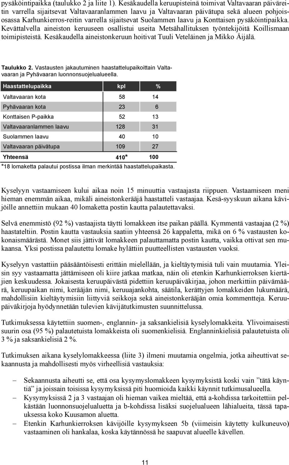 Suolammen laavu ja Konttaisen pysäköintipaikka. Kevättalvella aineiston keruuseen osallistui useita Metsähallituksen työntekijöitä Koillismaan toimipisteistä.