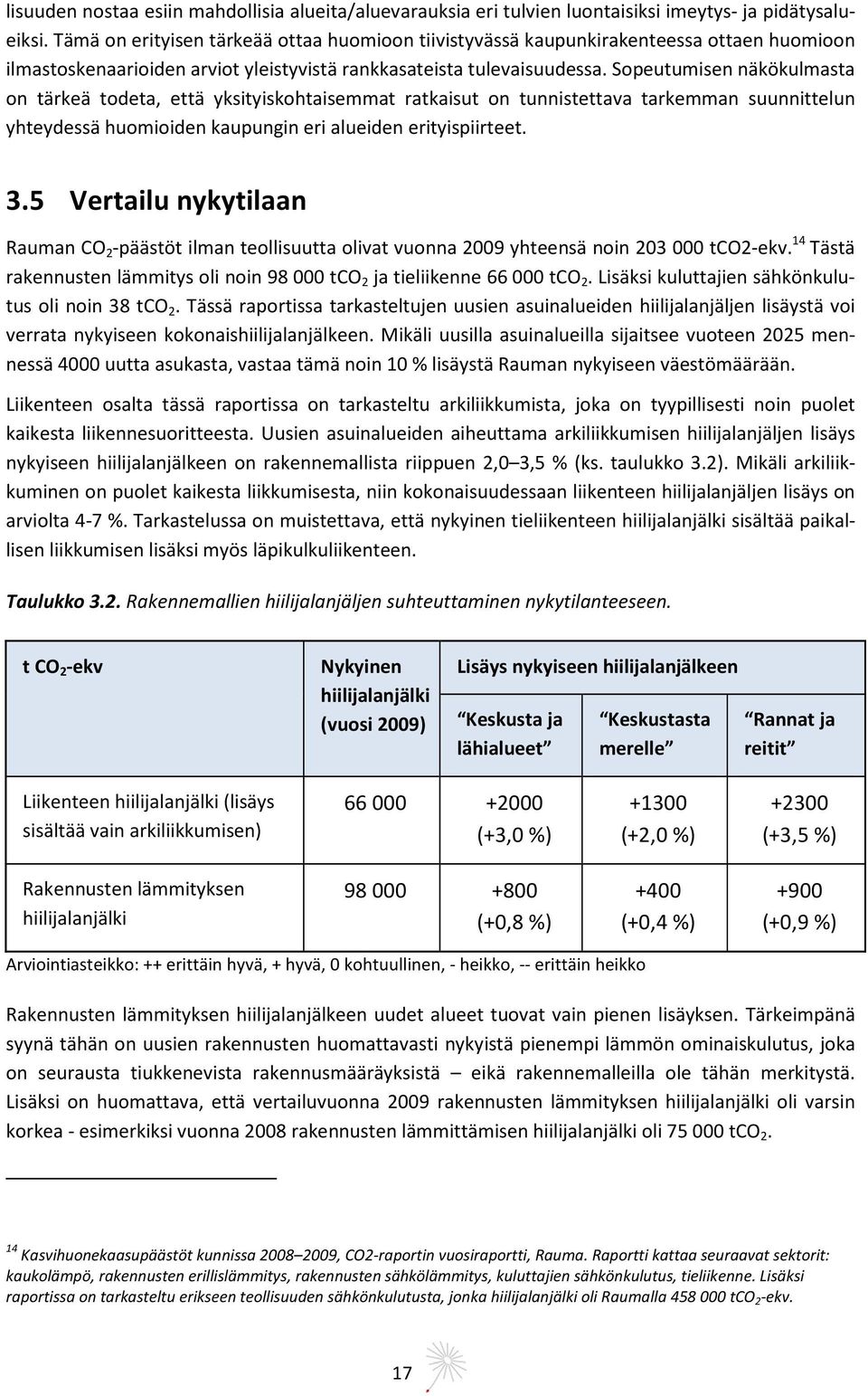 Sopeutumisen näkökulmasta on tärkeä todeta, että yksityiskohtaisemmat ratkaisut on tunnistettava tarkemman suunnittelun yhteydessä huomioiden kaupungin eri alueiden erityispiirteet. 3.