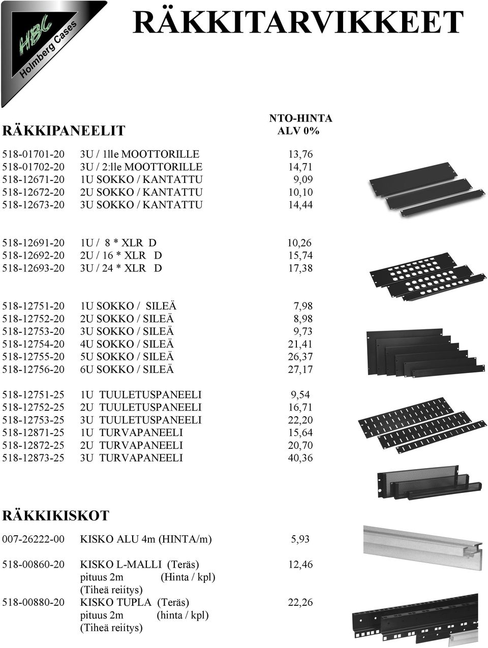 / SILEÄ 8,98 518-12753-20 3U SOKKO / SILEÄ 9,73 518-12754-20 4U SOKKO / SILEÄ 21,41 518-12755-20 5U SOKKO / SILEÄ 26,37 518-12756-20 6U SOKKO / SILEÄ 27,17 518-12751-25 1U TUULETUSPANEELI 9,54