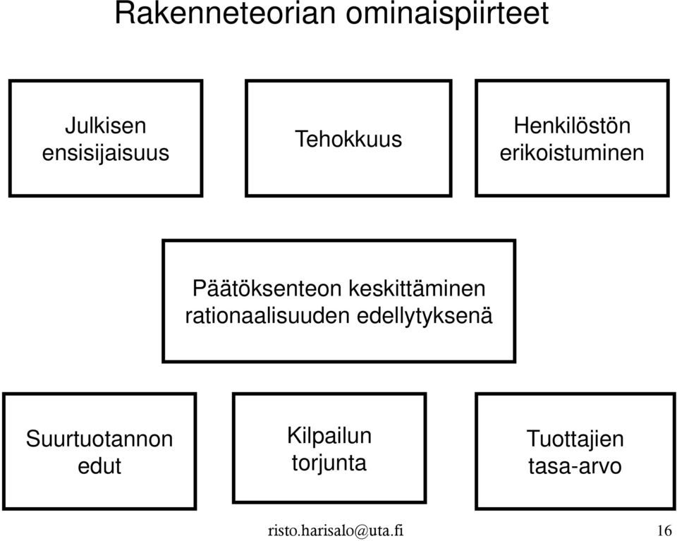 keskittäminen rationaalisuuden edellytyksenä Suurtuotannon