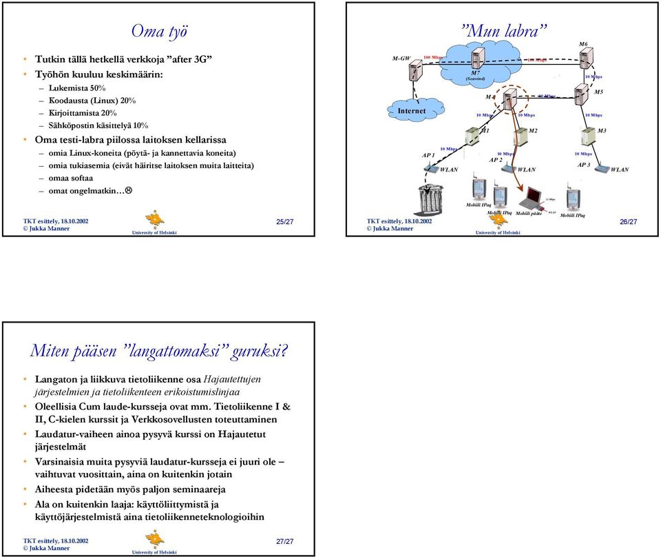 11 Mbps Mun labra M7 (Seawind) M4 M1 AP 2 100 Mbps M2 M6 AP 3 M5 Mobiili pääte 11 Mbps M3 26/27 Miten pääsen langattomaksi guruksi?