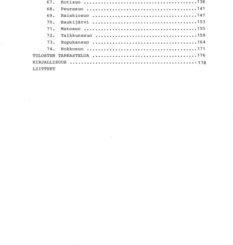 Matosuo 15 5 72. Talkkunasuo 15 9 73.