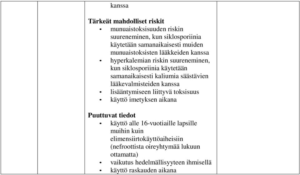 lääkevalmisteiden kanssa lisääntymiseen liittyvä toksisuus käyttö imetyksen aikana Puuttuvat tiedot käyttö alle 16-vuotiaille lapsille