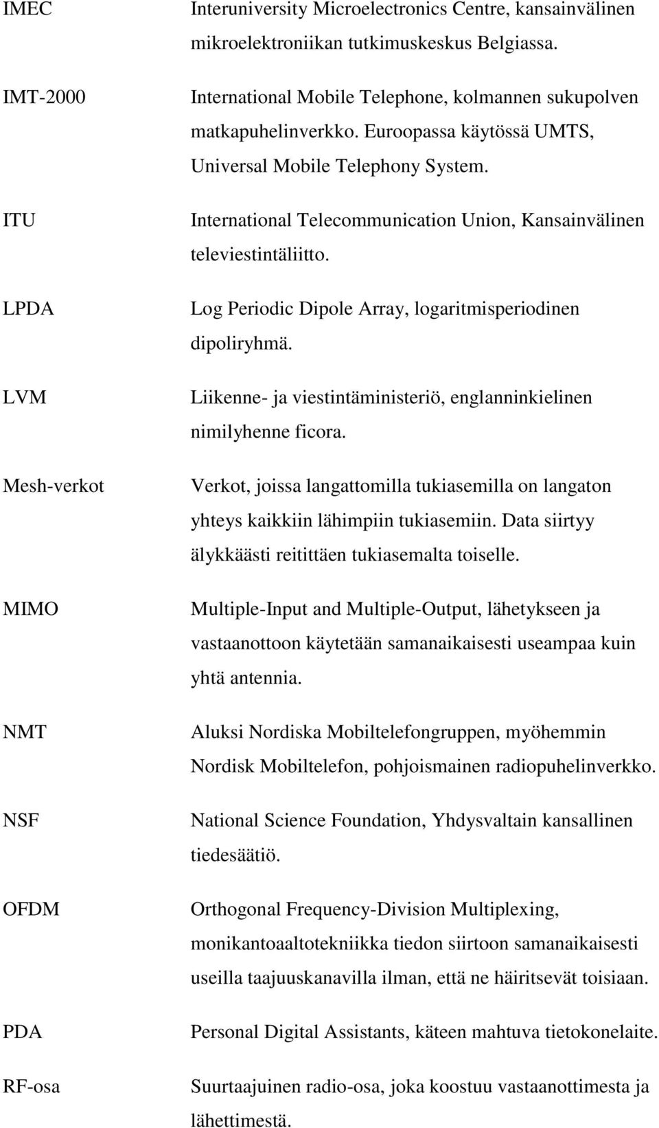 International Telecommunication Union, Kansainvälinen televiestintäliitto. Log Periodic Dipole Array, logaritmisperiodinen dipoliryhmä.