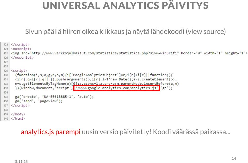 (view source) analytics.
