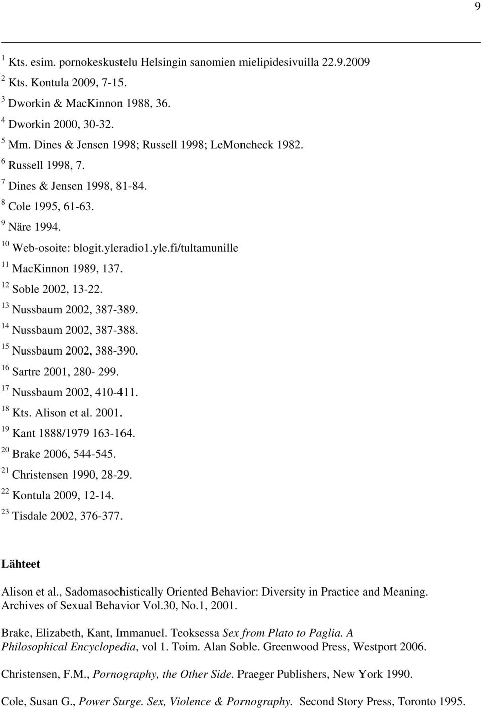 12 Soble 2002, 13-22. 13 Nussbaum 2002, 387-389. 14 Nussbaum 2002, 387-388. 15 Nussbaum 2002, 388-390. 16 Sartre 2001, 280-299. 17 Nussbaum 2002, 410-411. 18 Kts. Alison et al. 2001. 19 Kant 1888/1979 163-164.