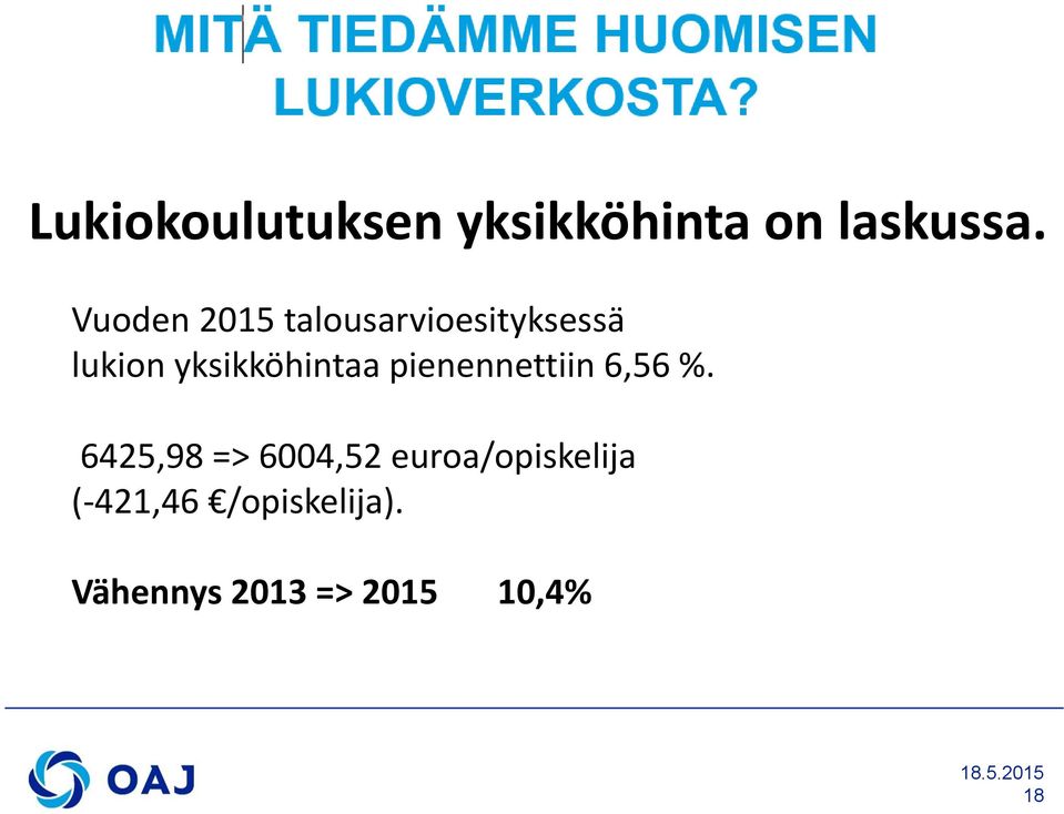 yksikköhintaa pienennettiin 6,56 %.