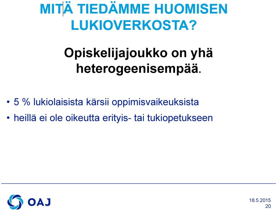 5 % lukiolaisista kärsii