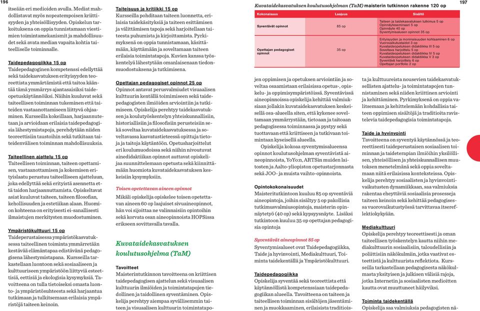 Taidepedagogiikka 15 op Taidepedagoginen kompetenssi edellyttää sekä taidekasvatuksen erityisyyden teoreettista ymmärtämistä että taitoa kääntää tämä ymmärrys ajantasaisiksi taideopetuskäytännöiksi.