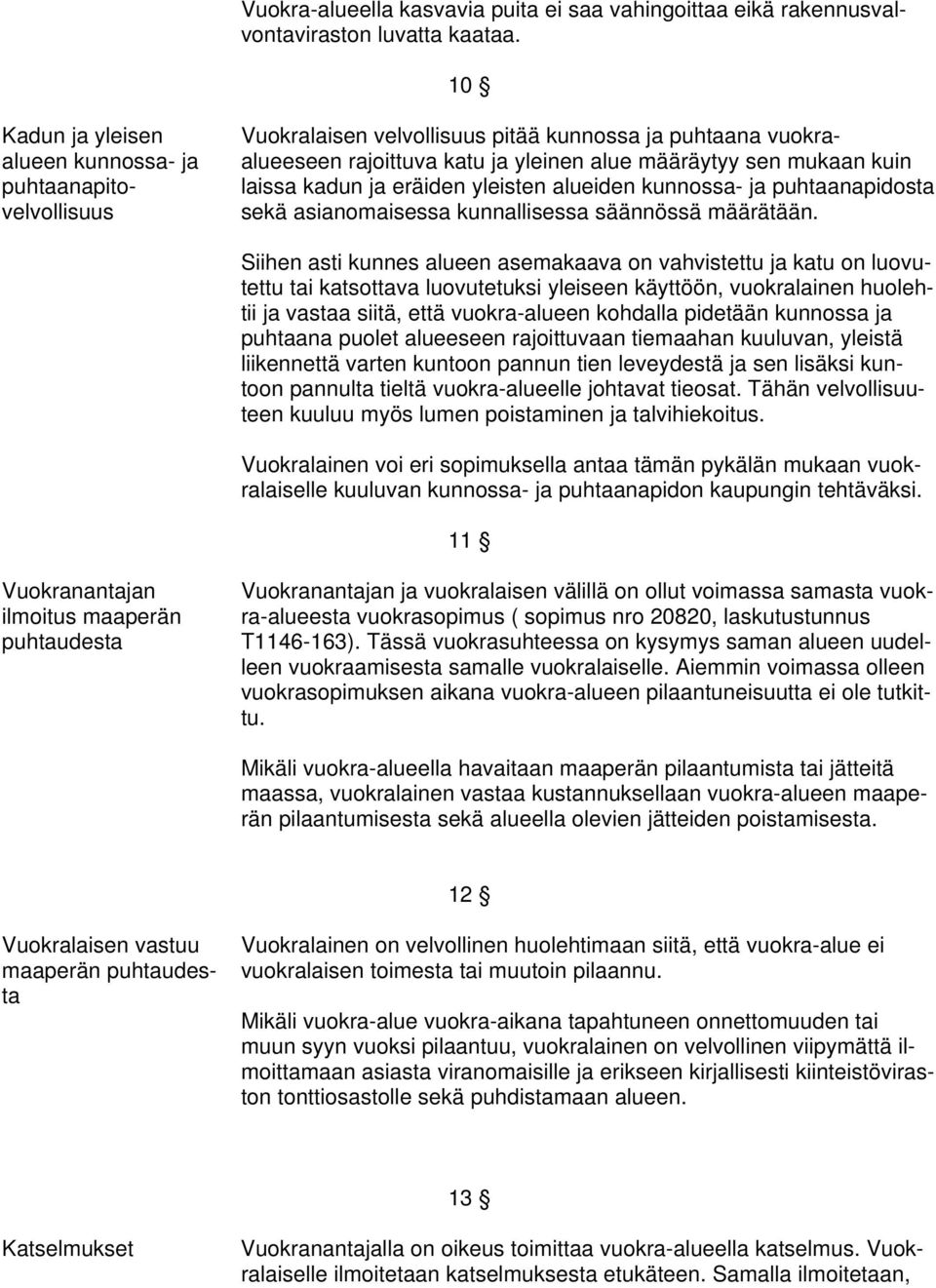 kadun ja eräiden yleisten alueiden kunnossa- ja puhtaanapidosta sekä asianomaisessa kunnallisessa säännössä määrätään.