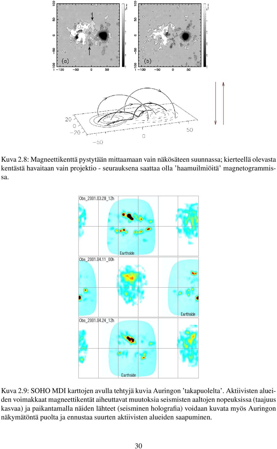 saattaa olla haamuilmiöitä magnetogrammissa. 9: SOHO MDI karttojen avulla tehtyjä kuvia Auringon takapuolelta.