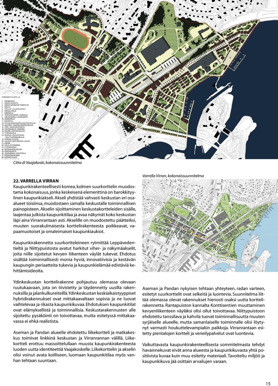 Akseli yhdistää vahvasti keskustan eri osaalueet toisiinsa, muodostaen samalla keskustalle toiminnallisen painopisteen.