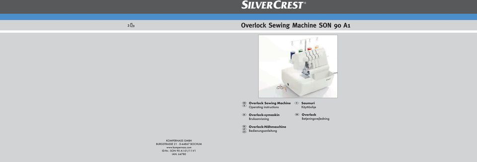 Betjeningsvejledning Overlock-Nähmaschine Bedienungsanleitung KOMPERNASS