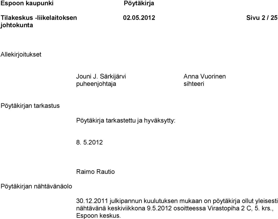 hyväksytty: 8. 5.2012 