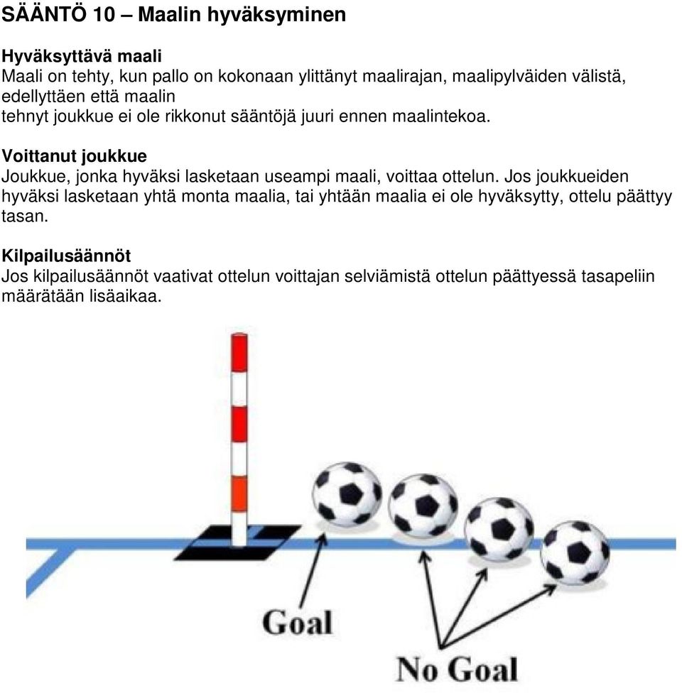 Voittanut joukkue Joukkue, jonka hyväksi lasketaan useampi maali, voittaa ottelun.