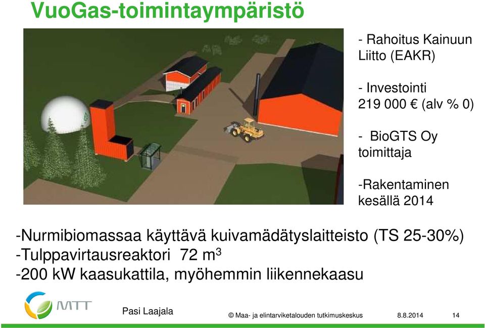 kuivamädätyslaitteisto (TS 25-30%) -Tulppavirtausreaktori 72 m 3-200 kw kaasukattila,