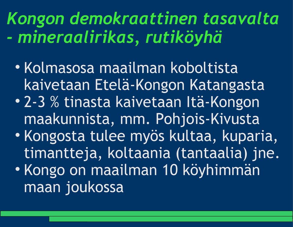 Itä-Kongon maakunnista, mm.