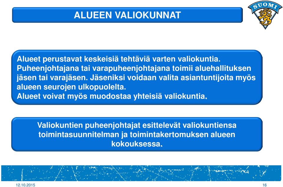 Jäseniksi voidaan valita asiantuntijoita myös alueen seurojen ulkopuolelta.