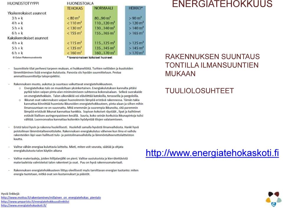 SUUNTAUS TONTILLA ILMANSUUNTIEN