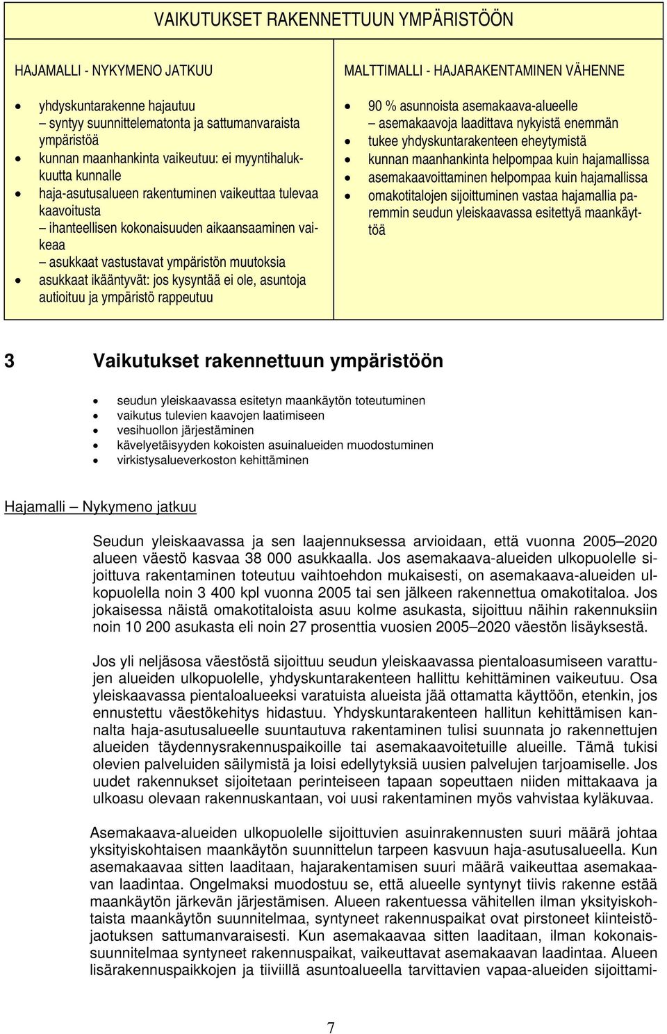 ikääntyvät: jos kysyntää ei ole, asuntoja autioituu ja ympäristö rappeutuu MALTTIMALLI - HAJARAKENTAMINEN VÄHENNE 90 % asunnoista asemakaava-alueelle asemakaavoja laadittava nykyistä enemmän tukee