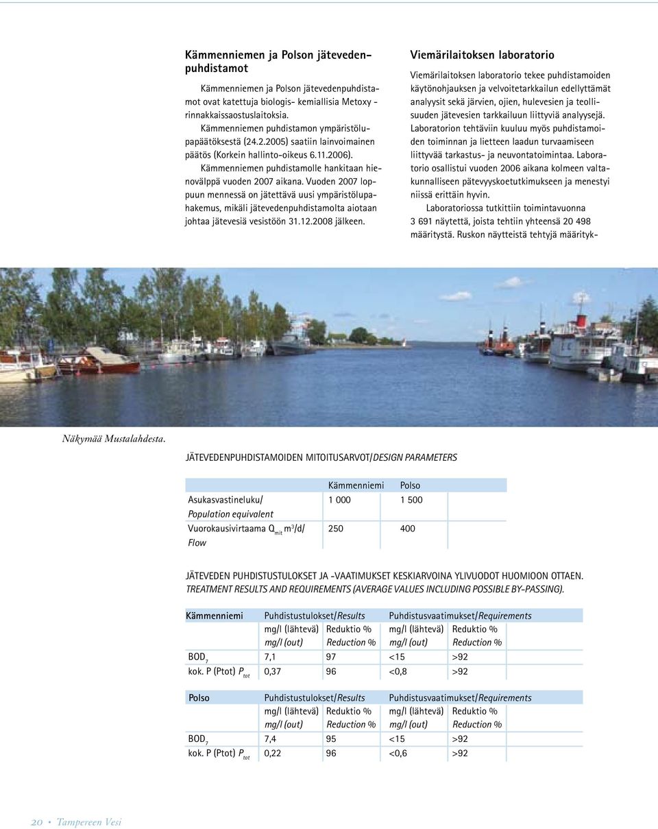 Vuoden 2007 loppuun mennessä on jätettävä uusi ympäristölupahakemus, mikäli jätevedenpuhdistamolta aiotaan johtaa jätevesiä vesistöön 31.12.2008 jälkeen.