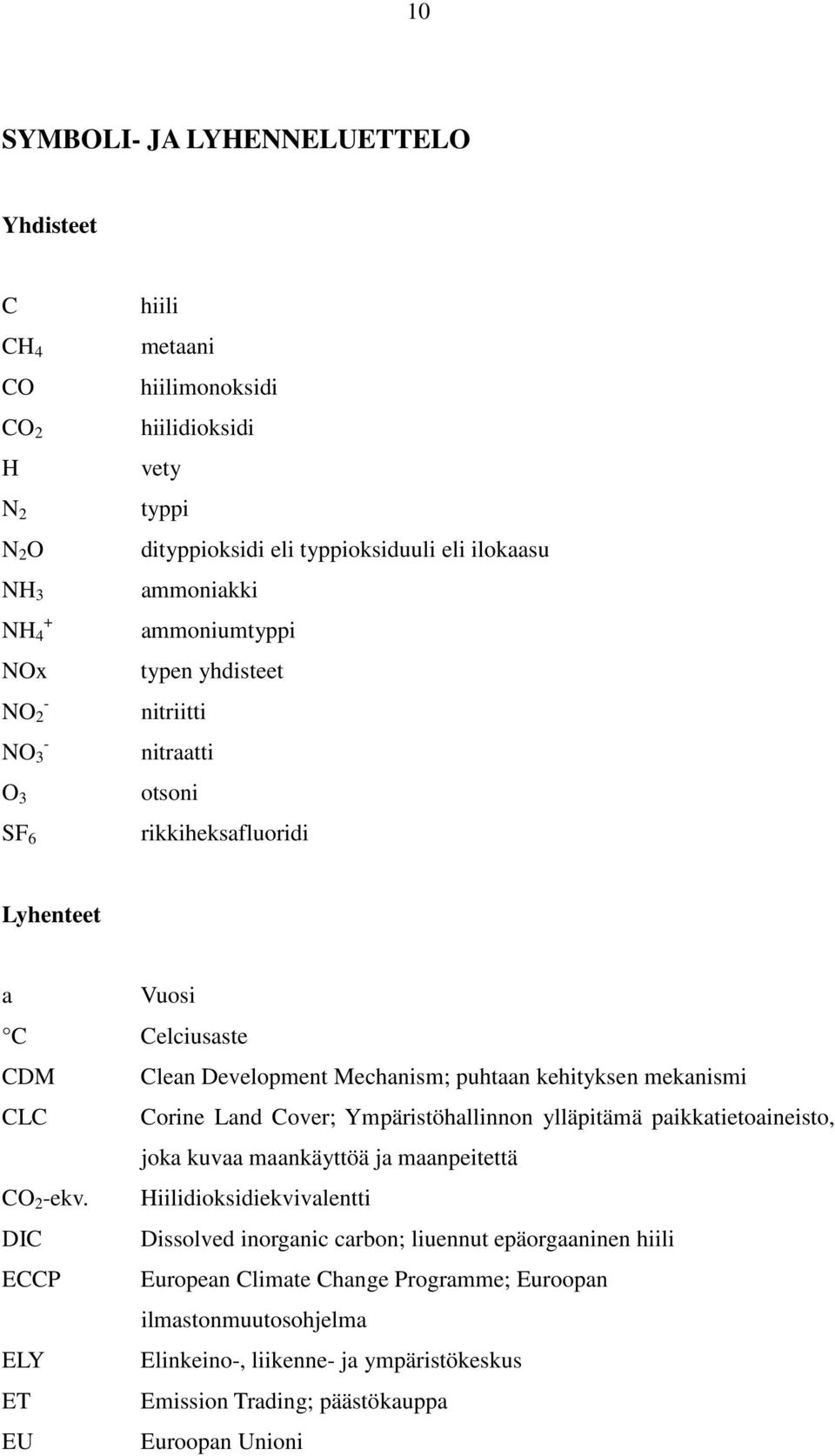 kehityksen mekanismi CLC Corine Land Cover; Ympäristöhallinnon ylläpitämä paikkatietoaineisto, joka kuvaa maankäyttöä ja maanpeitettä CO 2 -ekv.