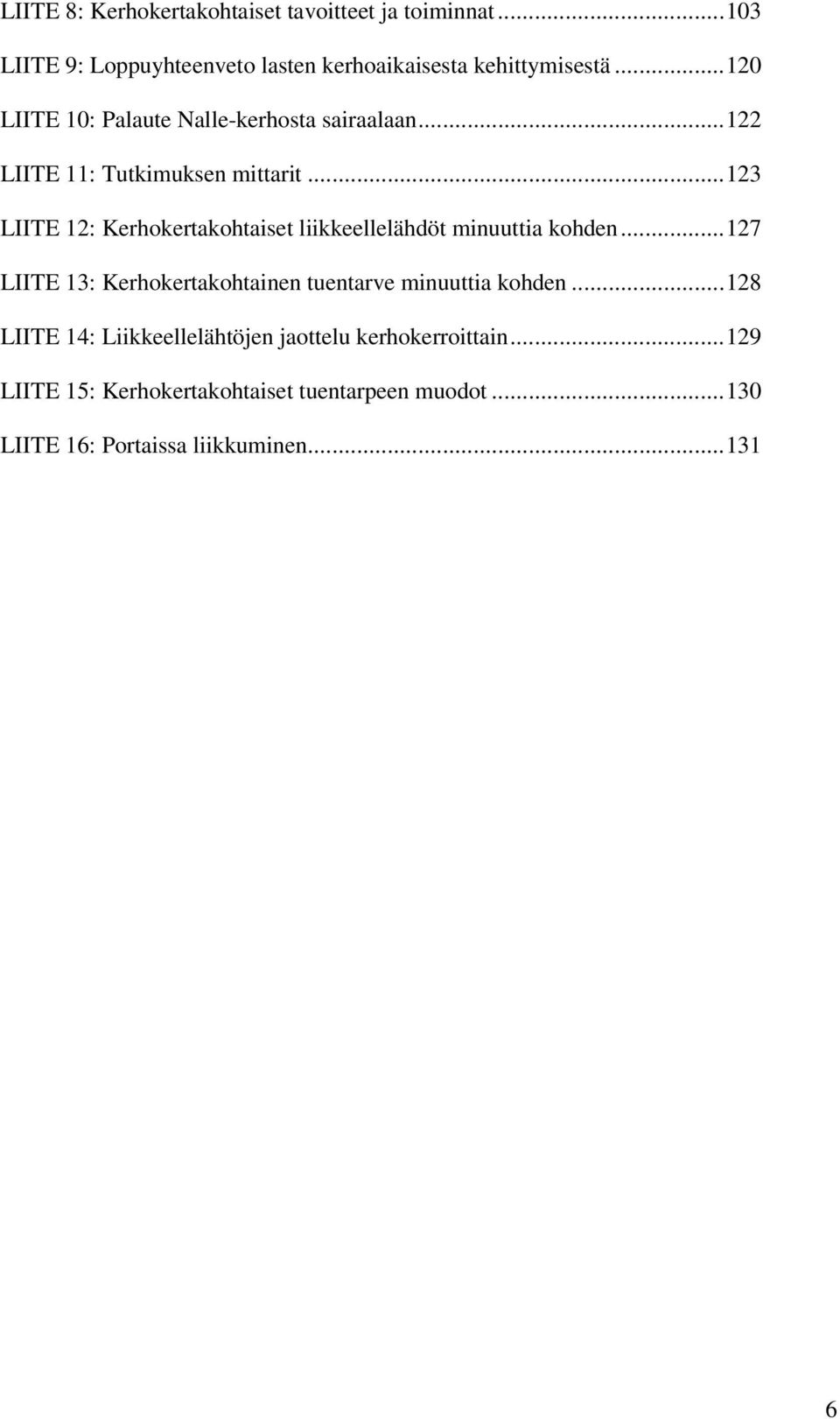 ..123 LIITE 12: Kerhokertakohtaiset liikkeellelähdöt minuuttia kohden.