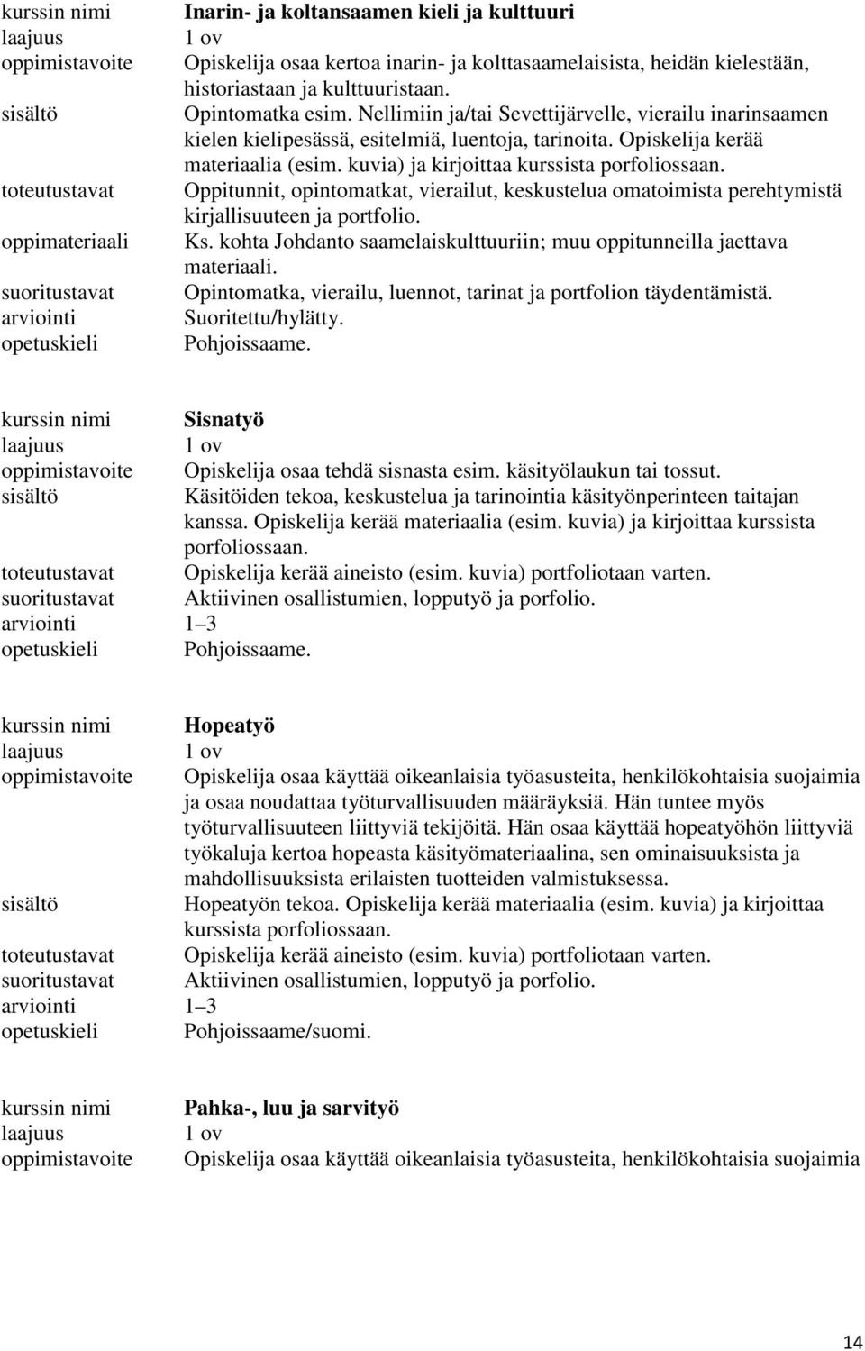 kuvia) ja kirjoittaa kurssista porfoliossaan. Oppitunnit, opintomatkat, vierailut, keskustelua omatoimista perehtymistä kirjallisuuteen ja portfolio. Ks.