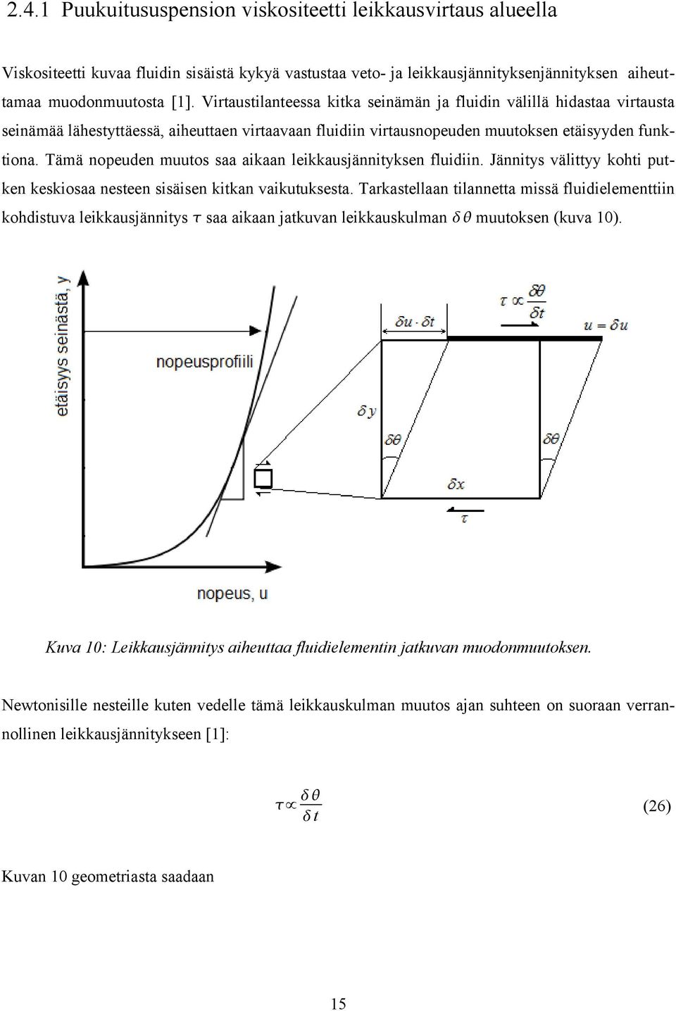 Tämä nopeuden muutos saa aikaan leikkausjännityksen fluidiin. Jännitys välittyy kohti putken keskiosaa nesteen sisäisen kitkan vaikutuksesta.