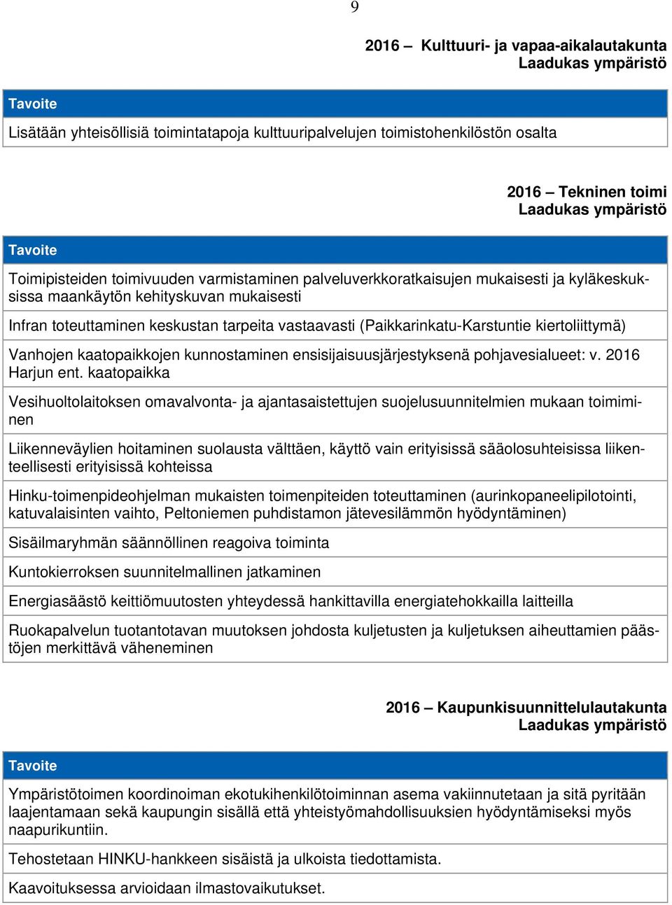 (Paikkarinkatu-Karstuntie kiertoliittymä) Vanhojen kaatopaikkojen kunnostaminen ensisijaisuusjärjestyksenä pohjavesialueet: v. 2016 Harjun ent.