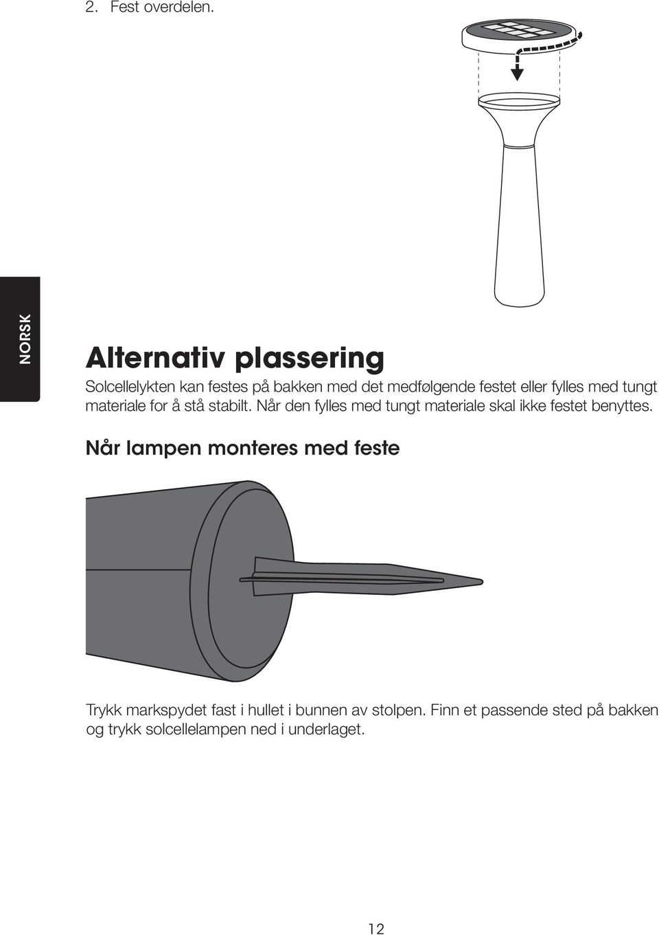eller fylles med tungt materiale for å stå stabilt.