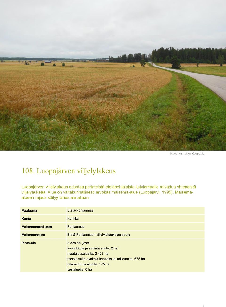 Alue on valtakunnallisesti arvokas maisema-alue (Luopajärvi, 1995). Maisemaalueen rajaus säilyy lähes ennallaan.