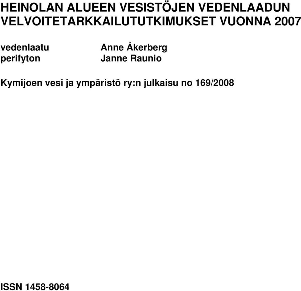 vedenlaatu perifyton Anne Åkerberg Janne Raunio