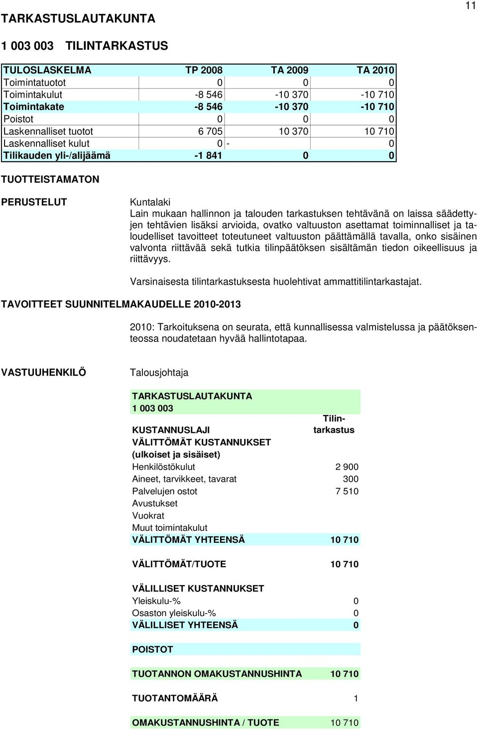 arvioida, ovatko valtuuston asettamat toiminnalliset ja taloudelliset tavoitteet toteutuneet valtuuston päättämällä tavalla, onko sisäinen valvonta riittävää sekä tutkia tilinpäätöksen sisältämän