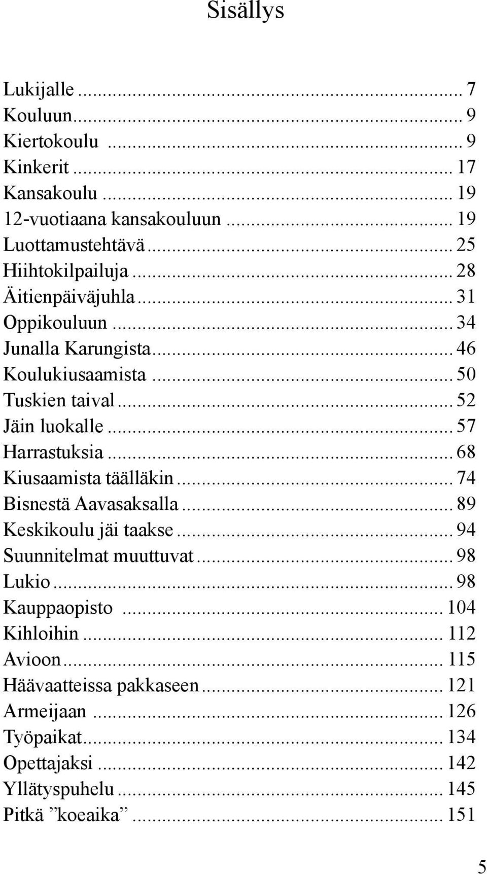 .. 57 Harrastuksia... 68 Kiusaamista täälläkin... 74 Bisnestä Aavasaksalla... 89 Keskikoulu jäi taakse... 94 Suunnitelmat muuttuvat... 98 Lukio.